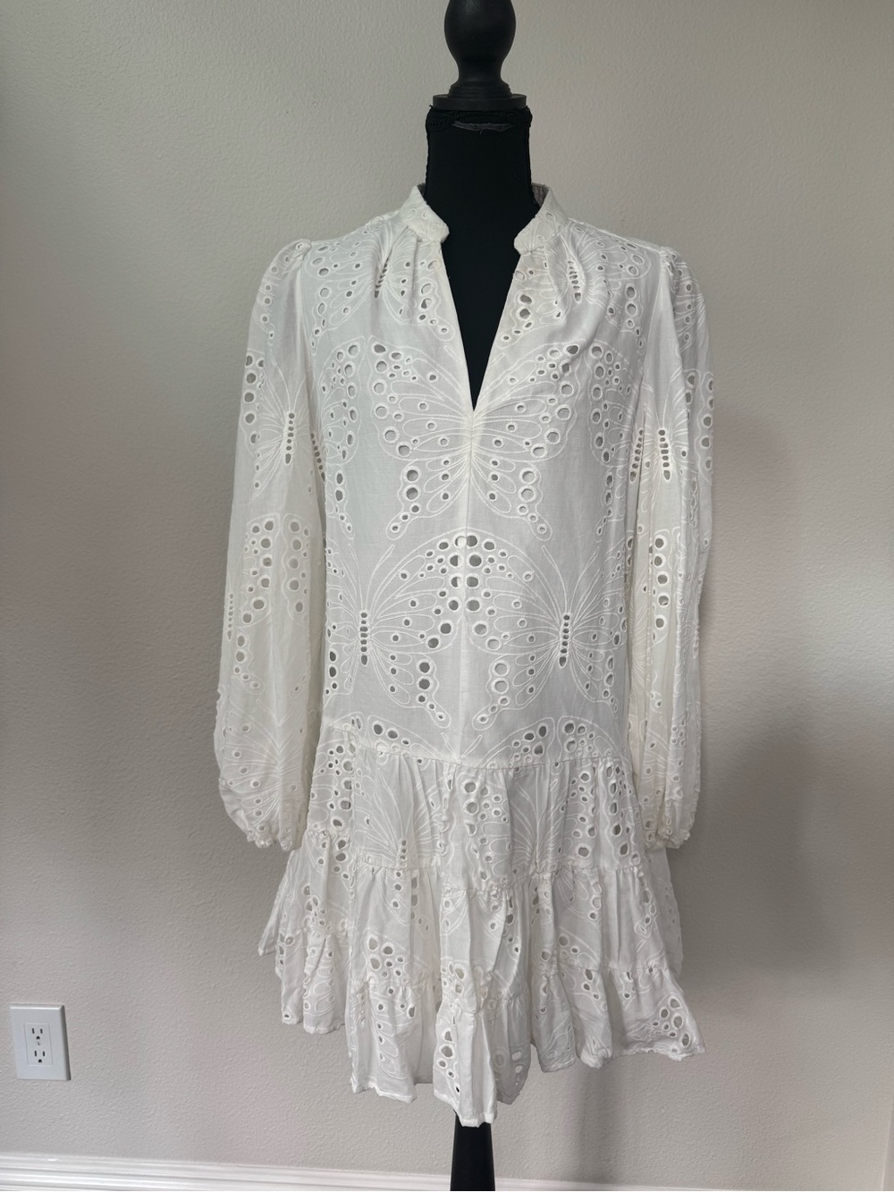Milly Margaret White Butterfly Eyelet Cotton Mini Dress Size 4